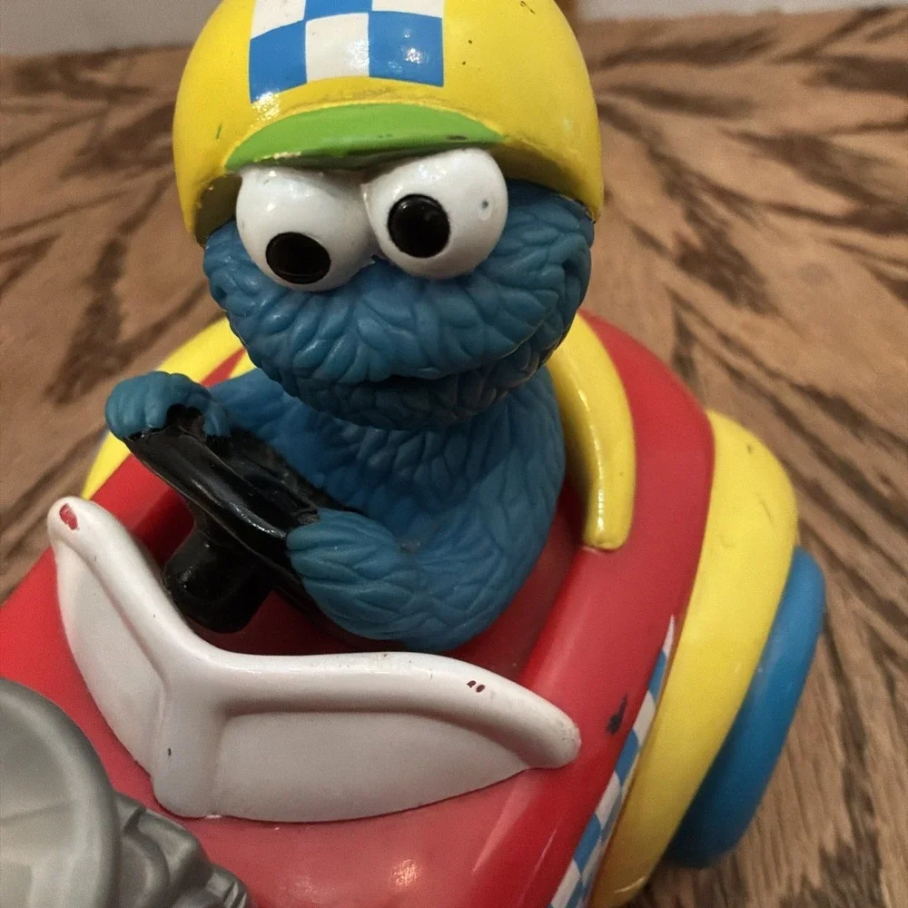 Vintage 1998 Tyco Preschool Toys Sesame Cookie Monster Push Go Racer Car Vehicle